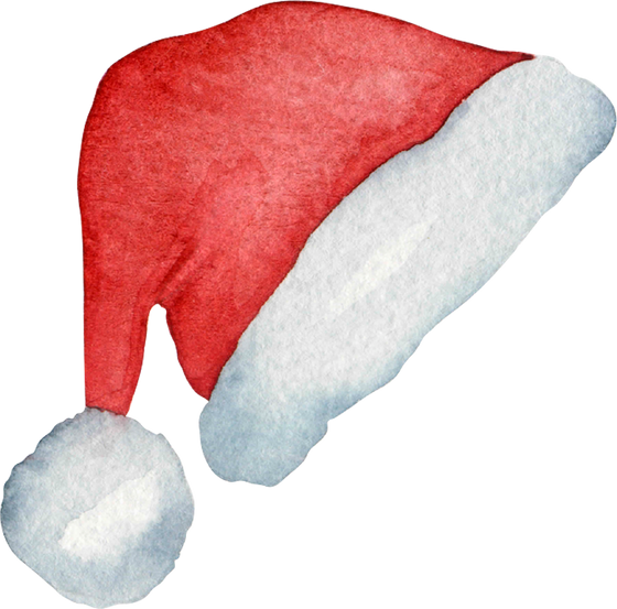 Watercolor red hat christmas